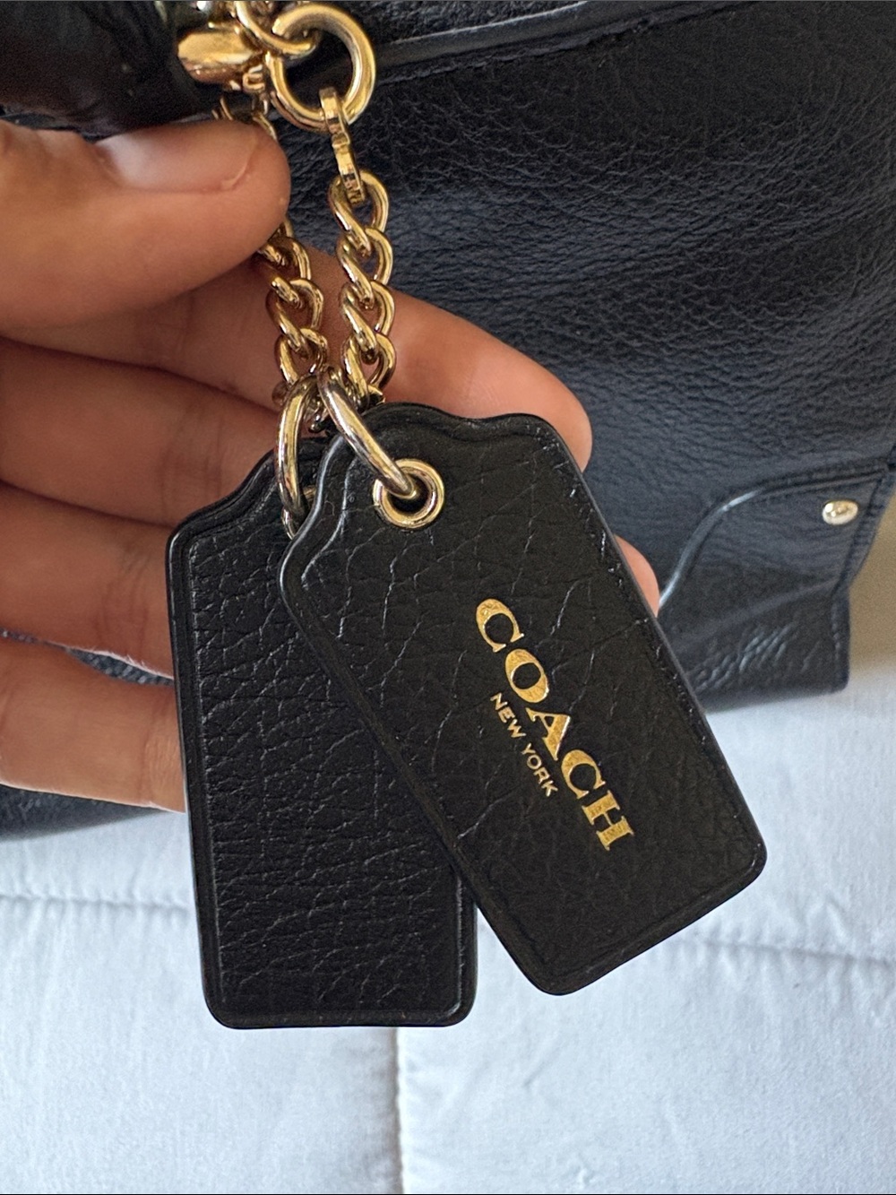 Coach Black Leather Turn-Lock Satchel with Gold Accents - Picture 7 of 7